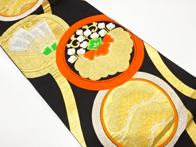 JAPANESE KIMONO / ANTIQUE FUKURO OBI / SILK / WOVEN PAULOWNIA 